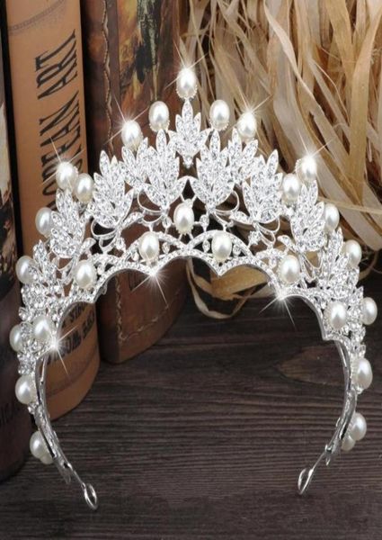 

2018 wedding bridal tiarascrowns faux pearls rhinestone luxury bride headpieces jewelry hair accessor7427939, Silver