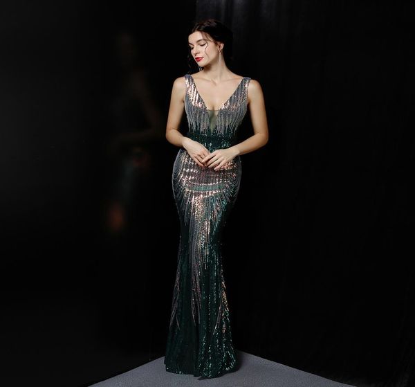 

2021 new deep vneck style mermaid formal evening dress vestibule5615596, Black