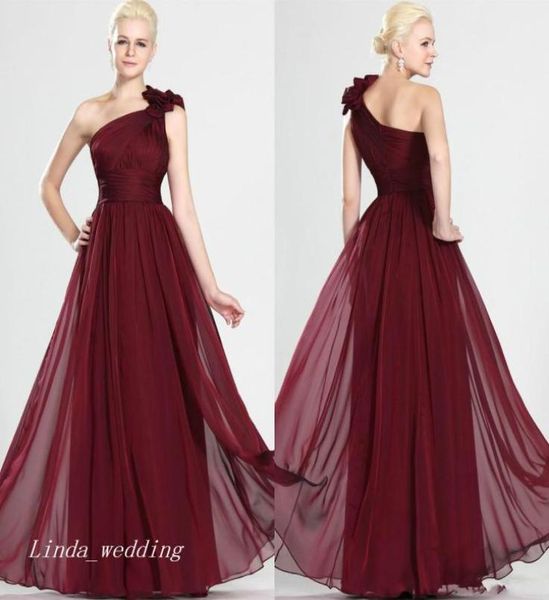 

burgundy wine red evening dress one shoulder long bridesmaid dress maid of honor dress prom party gown9920618, Black;red