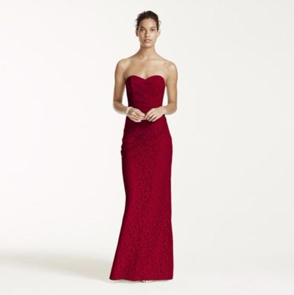 

long strapless lace bridesmaid dresses slit back with sweetheart neckline w10329 wedding party dress evening dress formal dresses8306720, White;pink