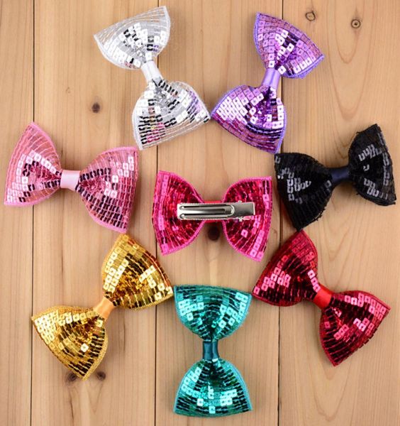 

new christmas 19 colors 30pcslot embroidery sequin bows with clip for baby girls christmas gifts kids hair diy accessories8126240, Slivery;white