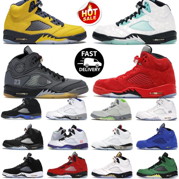 

jumpman 5 basketball shoes men aqua unc 5s lucky green georgetown concord racer blue raging bull fire red suede jade horizon sail what the f