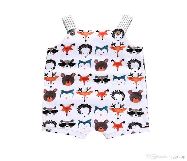 

ins baby boys girls animals printing striped jumpsuits rompers knoted button sleeveless square collar newborn for 02t5584980, Blue