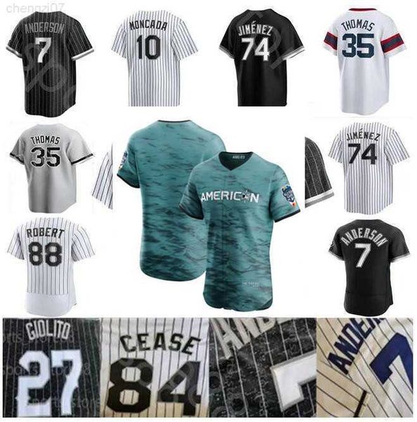

2023 all-star city men women youth chicago white 35 frank thomas 10 yoan moncada 72 carlton fisk 40 reynaldo lopez sox baseball jerseys, Blue;black