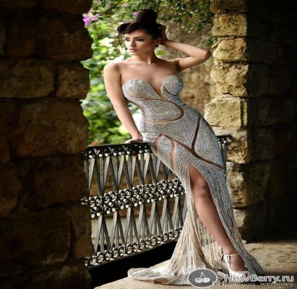 

custom made new beaded evening dresses luxury jewellery rhinestones sheer jewel corset mermaid floor length red carpet celebrity g3280081, Black;red