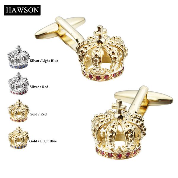 

cuff links unique design crown shape men's cuff links four colors crystal mens shirts fasten cuff luxury accessories for men 230701, Silver