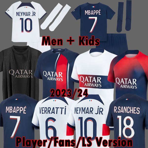 

3xl 4xl maillots white away mbappe 7 soccer jerseys black r. sanches hakimi 23 24 enfants maillot 2023 psgs fourth football shirts men kits, Black;yellow