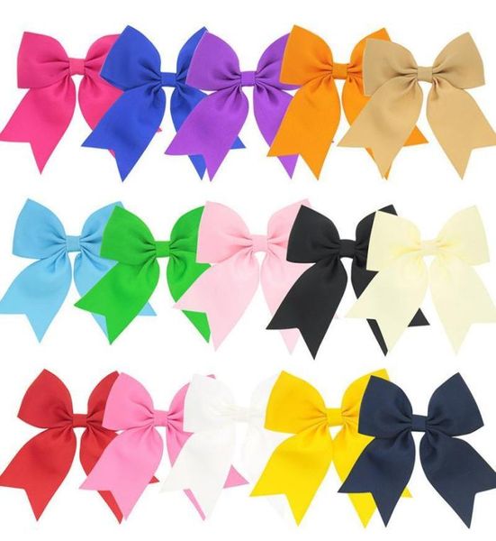 

15 colors 6 inch fashion baby ribbon bow hairpin clips girls large bowknot barrette kids hair boutique bows children hair accessor4003381, Slivery;white