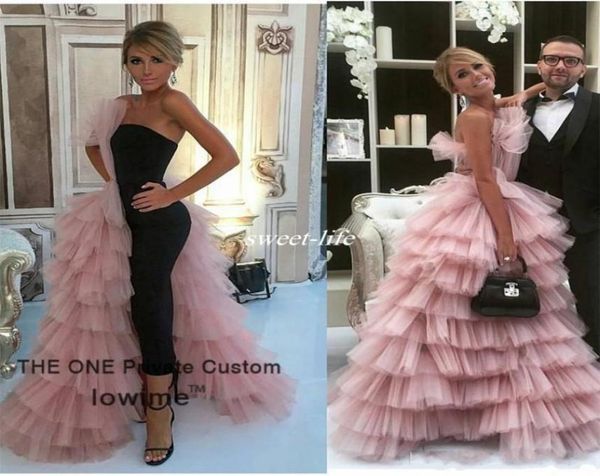 

unique design black straight prom dress 2019 couture pink tulle tiered long evening gowns formal women party wear maxi dress5294884, Black;red
