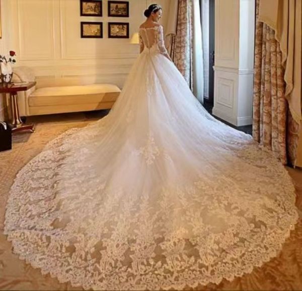 

white a line wedding dresses 2023 lace appliques off shoulder deep plunging neckline bridal gowns sweep train lace wedding dress custom made