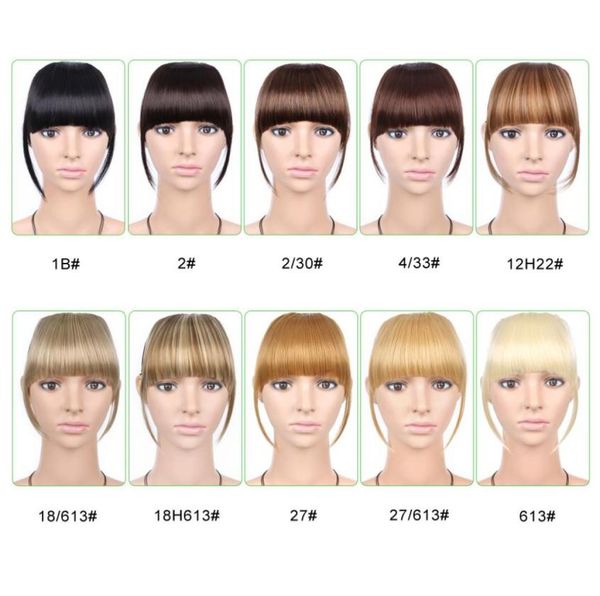 

1pc 6 inch short front neat bangs clip in bang fringe hair extensions straight synthetic 100 real natural hairpiece2925268, Black