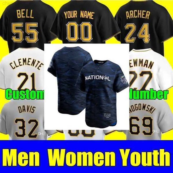 

2023 all-star city men women youth pittsburgh 21 roberto clemente 10 bryan reynolds 8 willie stargell 13 kebryan hayes pirates baseball jers, Blue;black