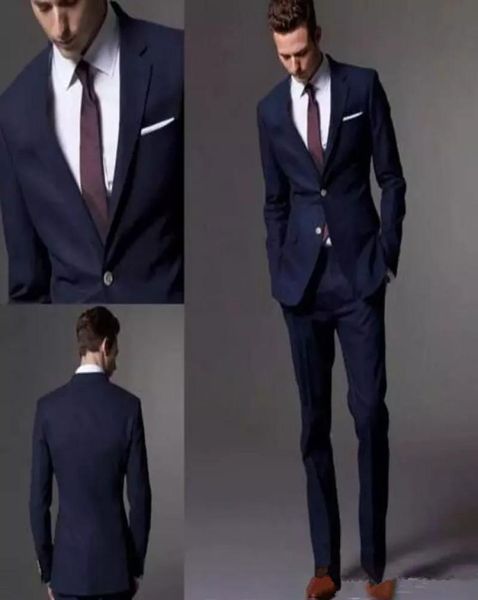

custom made dark navy blue men suit fashion groom suit wedding suits for men slim fit groom tuxedos for manjacketpants7698807, Black;gray