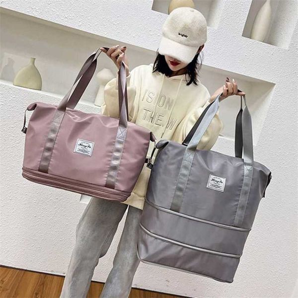 

adjustable waterproof sports fitness bag gym yoga big travel duffle handbag for women weekend traveling bag 202211eual