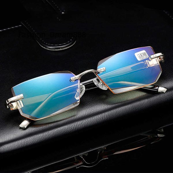 

rimless blue light blacking optical glasses frameless reading glasses for men and women, White;black