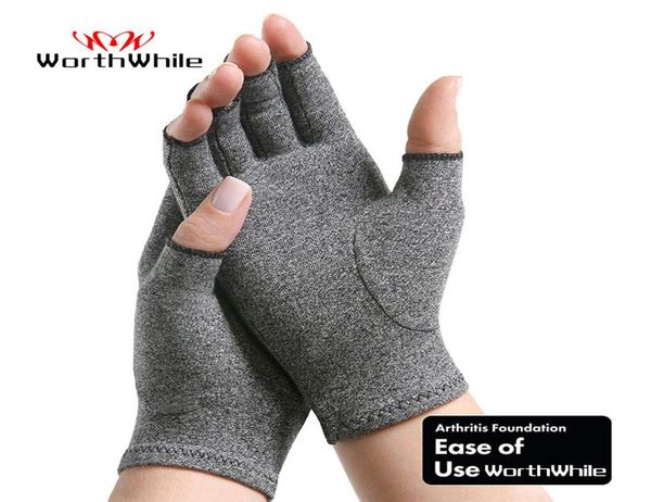 

worthwhile 1 pair compression arthritis gloves wrist support cotton joint pain relief hand brace women men therapy wristband5282221, Black;red