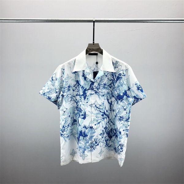 

2 luxury designers shirts men's fashion tiger letter v silk bowling shirt casual shirts men slim fit short sleeve dress shirt -3xl#118, White;black