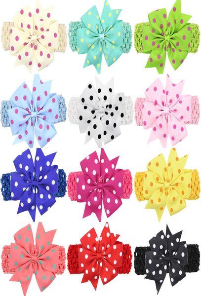 

baby girls 11cm bowknot headbands children forked tail bow polka dot wide grosgrain big bows kids hairbands hair accessories kha519690546, Slivery;white