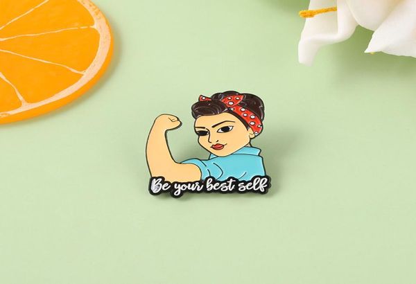 

be your self enamel pin women powers brooch clothes lapel badges cap bag creative feminism jewelry gift for friends1867504, Blue