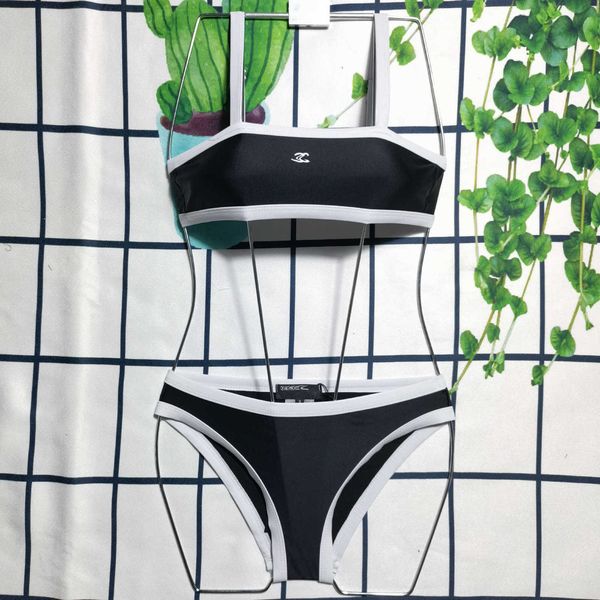 

designer summer fashion high-end brand a ch women's swimwear swimsuit solid color split suspender bikini swimsuit sun beach luxury, White;black