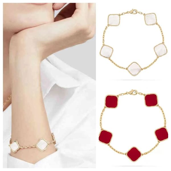 

van clover bracelet luxury designer jewelry four leaf -cleef bracelets man 18k gold plate agate diamond fashion flower love charm chain for, Golden;silver