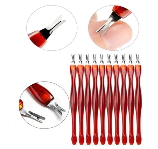 

12pcs lot nail art fork pusher heads acrylic plastic handle manicure pedicure scissors nail cuticle pusher trimmer remover6516913