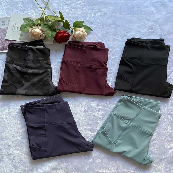 

women two pocket cropped yoga pants fitness leggings tights high waist running capris workout gym clothing sports wear, Black;white