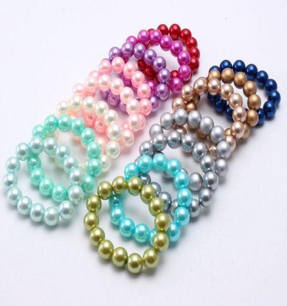 

ins 16 styles kids jewelry bracelet soild color abs pearl charming bracelet cute design princess bracelet for girl jewelry gift1381567, Red;brown