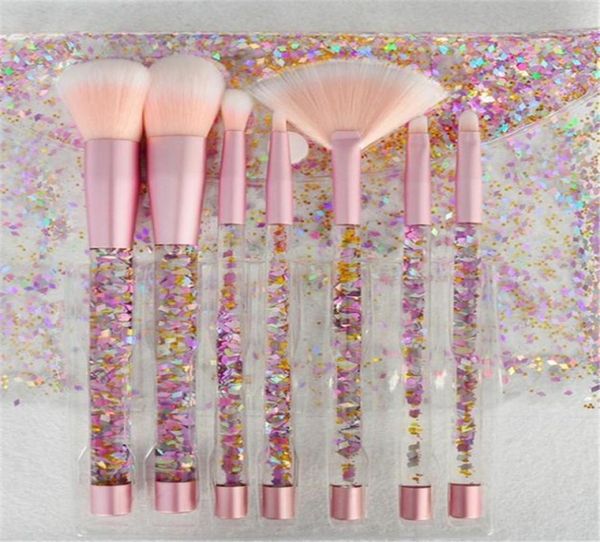 

na019 7pcs crystal makeup brush sets mermaid unicorn glitter concealer make up brush powder liquid blusher shading eyeshadow maqui6839807