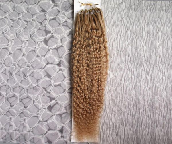 

kinky curly loop micro ring hair 100 human micro bead links machine made remy hair extension 100g7153502, Black