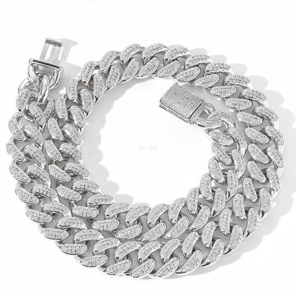 

bes moissanite jewelry 15mm 925 sterling silver with gra moissanite diamond cuban vvs d color chain necklace