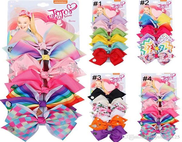 

24 color 56quot jojo hair bow girl colorful print barrettes girl hair accessories rainbow unicorn kids unicorn party hair clipp7766951, Slivery;white