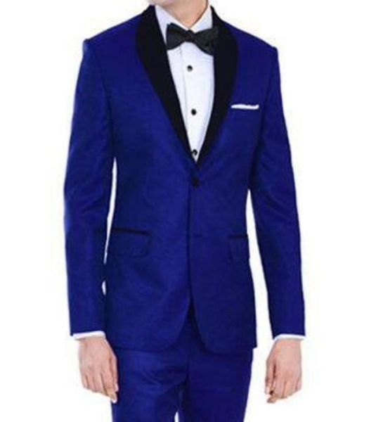 

traditional royal blue wedding tuxedos for groom and groomsmen black shawl lapel prom suits two buttons mens suits jacketpants9234823, Black;gray