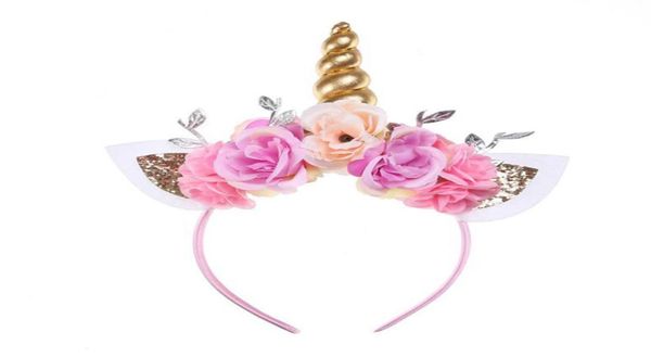 

4 colors unicorn hair sticks girl colorful flowers with shinny ear mesh unicorn hairband birthday unicorn hair sticks kids hair ac7159998, Slivery;white