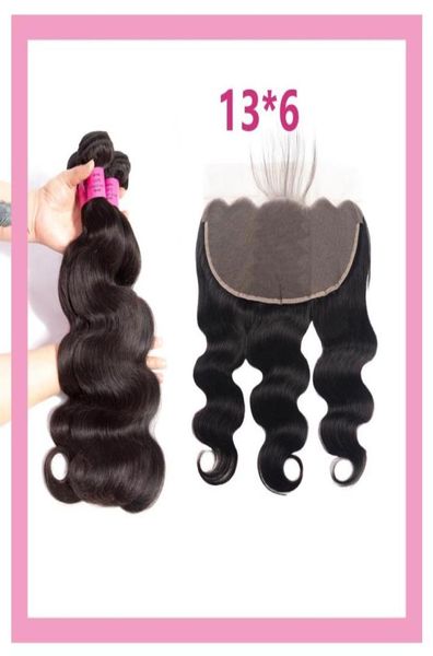 

raw indian human virgin hair 3 bundles with 13x6 lace frontal body wave dyed hair extensions with 13 by 6 frontals 1030inch ruyib4971596, Black;brown