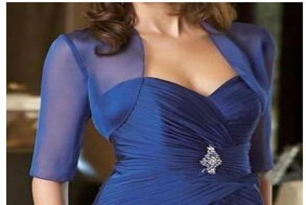 

royal blue chiffon 34 sleeves evening jackets boleros bridal jacket plus size simple bridal coats for mother of the bride d1346147, White