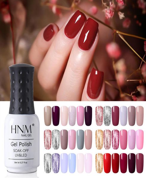 

hnm soak off 6pcs color gel nail polish set uv led nail varnish long lasting primer salon manicure 8ml gift set4651723, Red;pink