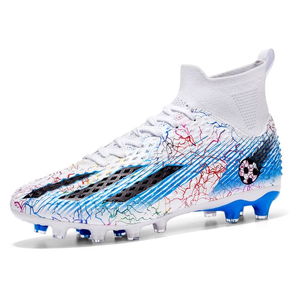 

dress shoes men football boots high ankle soccer nonslip damping training futsal children sneakers chuteira de campo 230630, Black