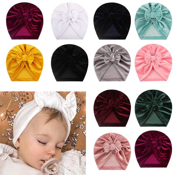 

baby solid golden velvet headband soft bowknot turban hair bands for children girls elastic headwrap children baby turban7903966, Slivery;white