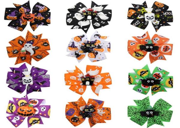 

american halloween childrens pretty cartoon printed hairpins baby girls cute party barrettes kids hair bows gd5898653058, Slivery;white