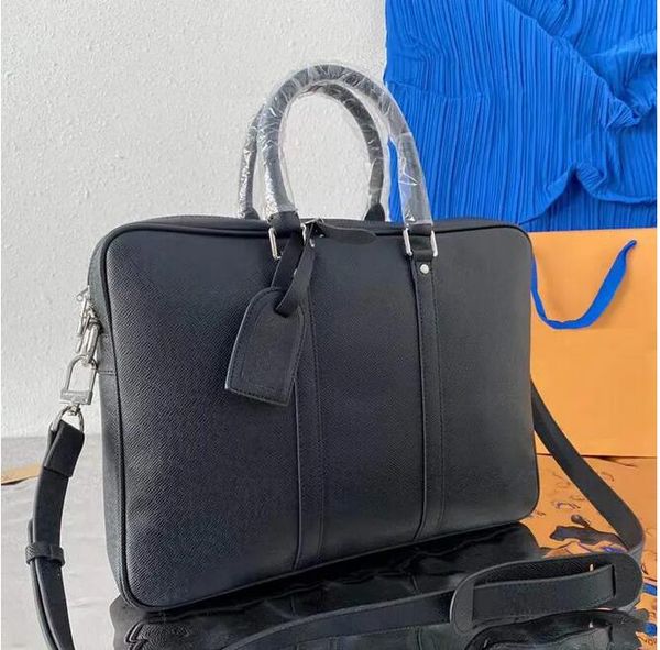 

luxury briefcase men business bag computer bag designer genuine leather lapbags letter zipper messenger with nameplates totes multifunctiona