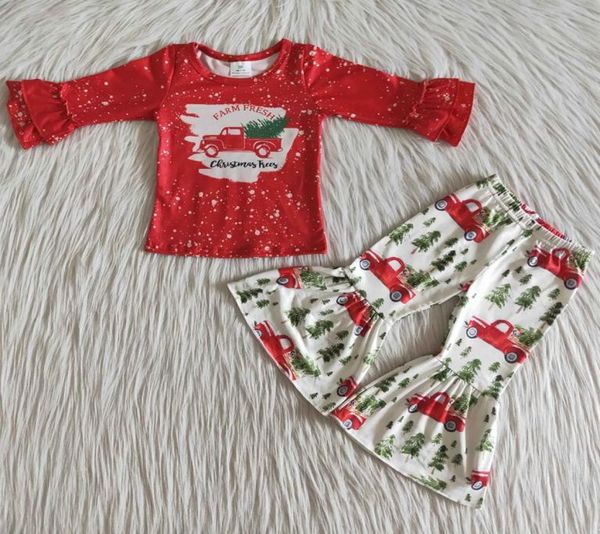 

2020 baby girls clothes set whole childrens clothing christmas kids designer clothes girls boutique bell bottom outfits4344358, White