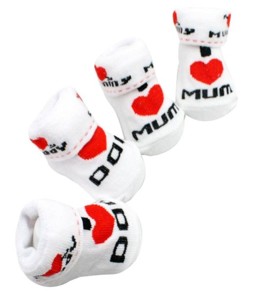 

baby cotton socks slipresistant floor socks love dad love mum cartoon small kids socks for girls3438421, Pink;yellow