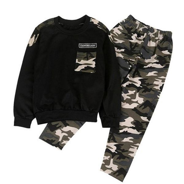 

4 5 6 7 8 9 10 11 12 year boys clothes long sleeve shirts pants children clothing set spring autumn camouflage kids suits t1912265533754, White