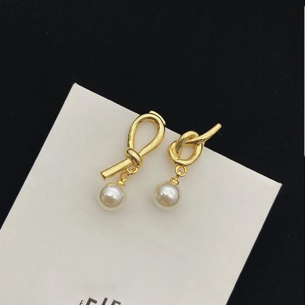 

designer pearl earrings branded crystal studs women's wedding party jewellery non-fading, Golden;silver