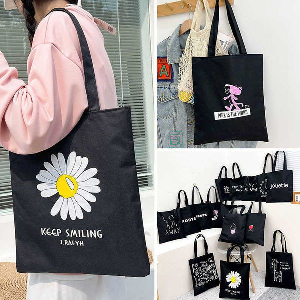 

new printed canvas portable tot women's bag large capacity campus style student tutorial bag soft sister shopping single shoulder bag