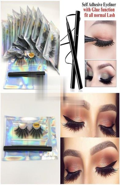 

5d mink eyelashes 25mm faux mink lashes with self adhesive eyeliner glue full volume false eyelashes eye makeup soft 3d mink 9710139