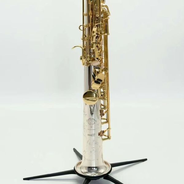 

new arrival 803 b-flat nickel-plated brass silver straight pipe soprano saxophone jazz instrument with case