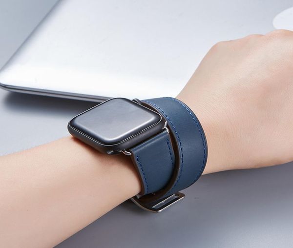 

genuine cow leather for apple watch band 38mm 40mm 42mm 44mm bracelet strap iwatch series6 5 4 3 wristband2824843, Black;brown
