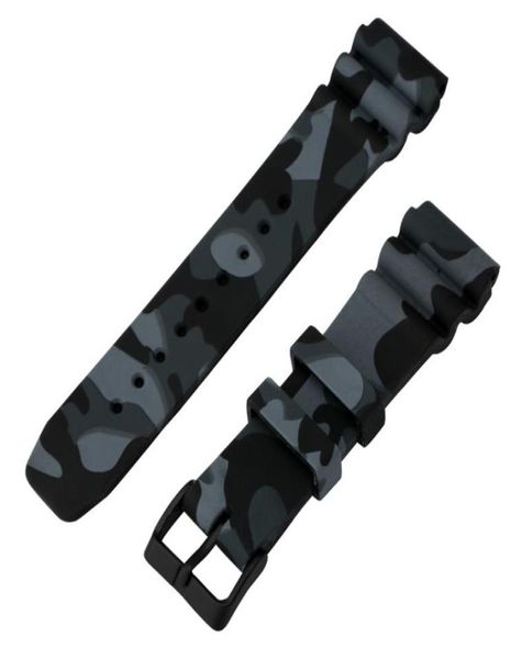

watch accessory 22mm silicone band military army camouflage color redblackorange diver rubber watch strap replaceme5141125, Black;brown